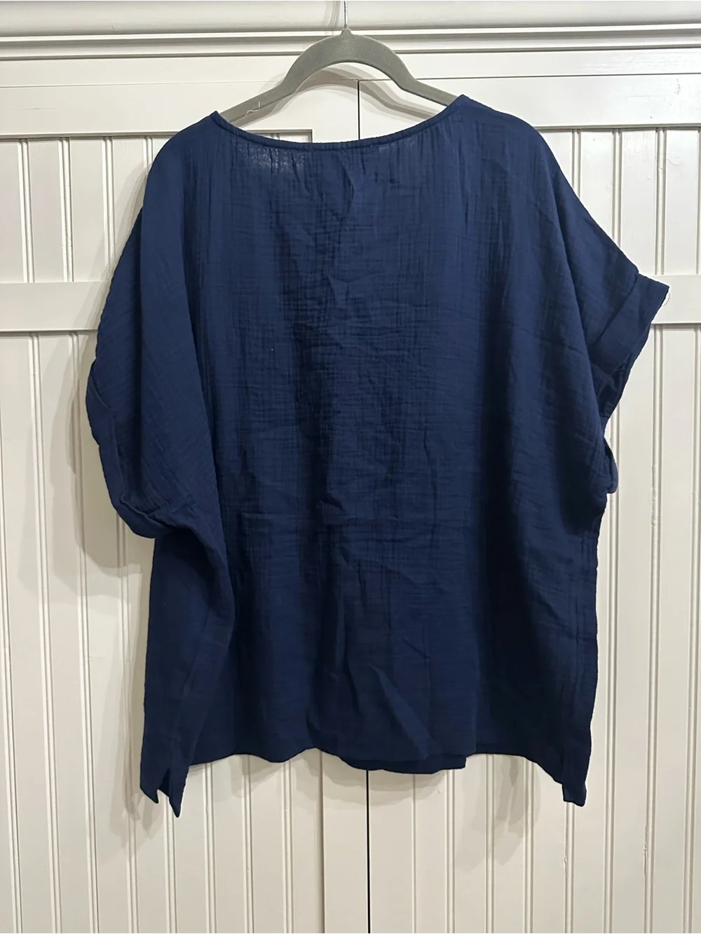 Gloria Vanderbilt Navy Short Sleeve Relaxed Tunic Top